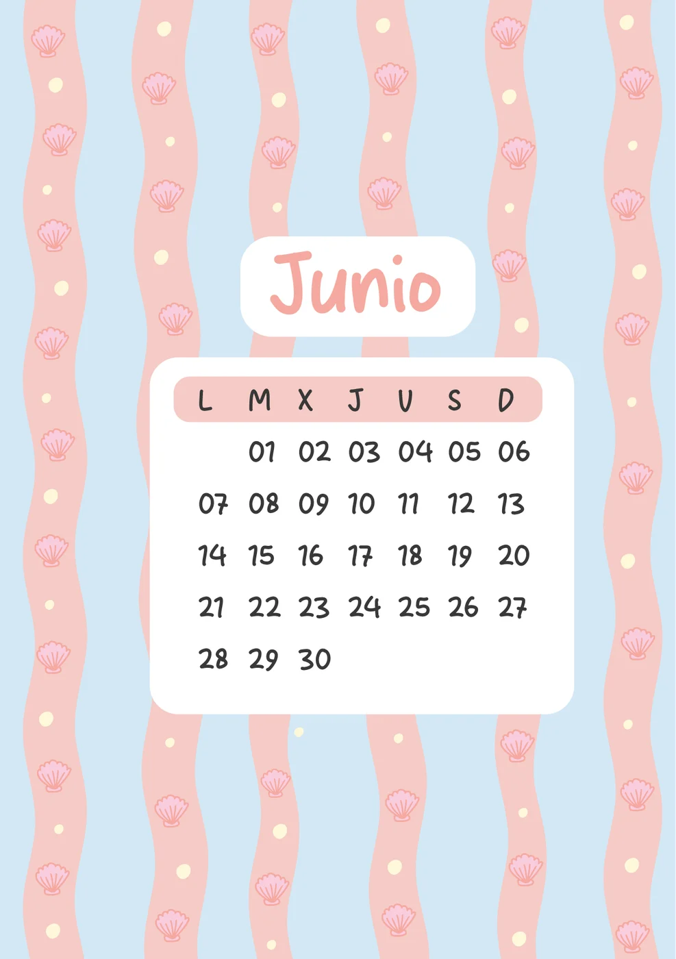 Carátula de Junio: ilustración a todo color con el calendario del mes